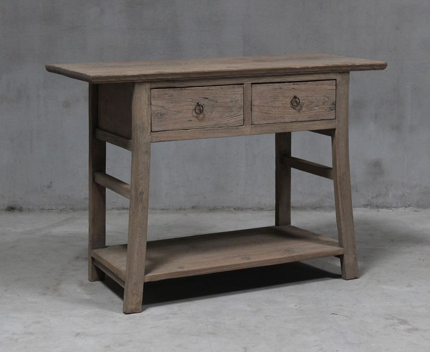 Henan Elm Wood 130 Years Old Table With Drawers Natural - FUR2110523