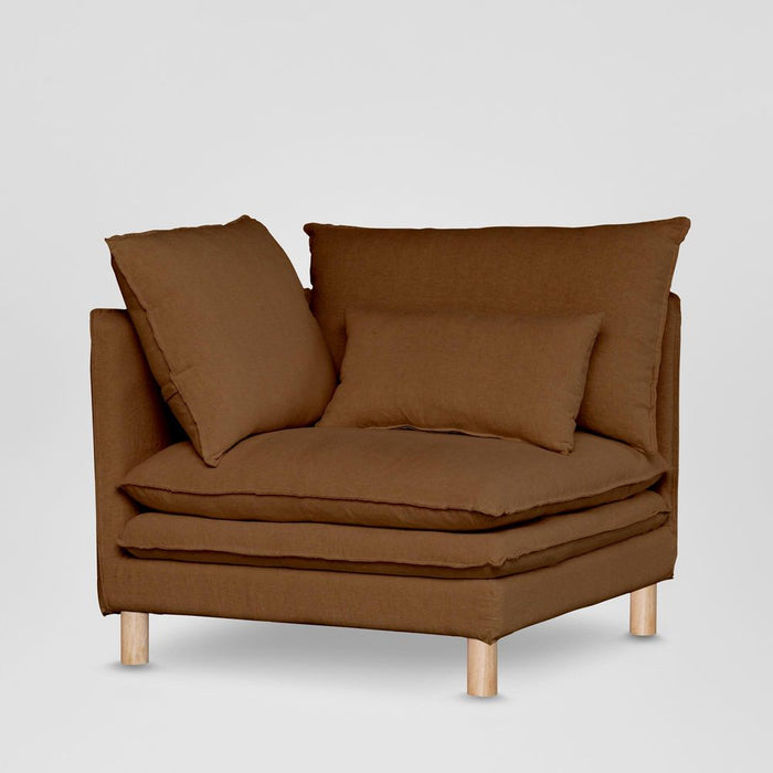 Aura Corner Sofa Base With Cover Brown - KITMRDFUR0131BR