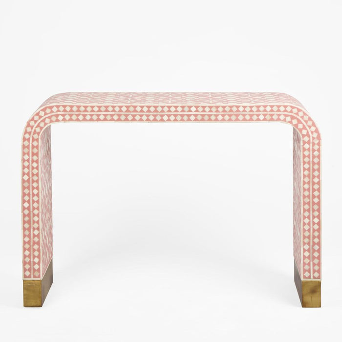 Adina Bone Inlay Console Table Peach & White - FUR0184