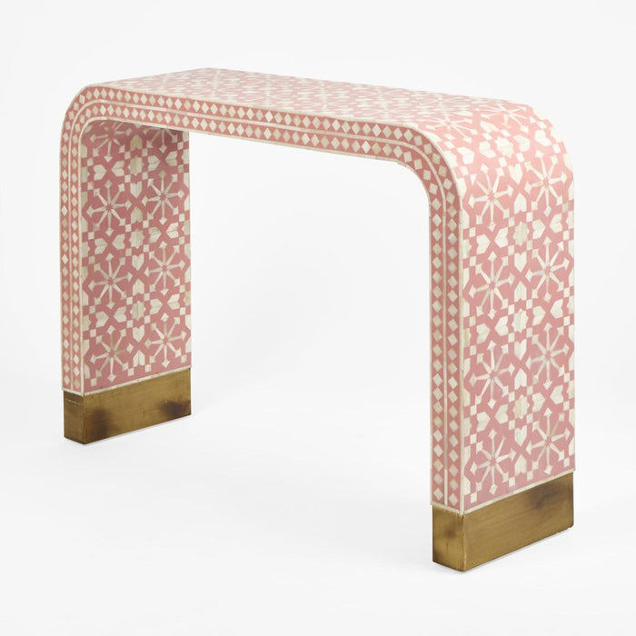 Adina Bone Inlay Console Table Peach & White - FUR0184