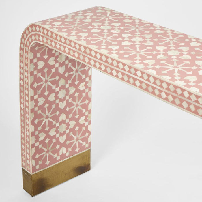 Adina Bone Inlay Console Table Peach & White - FUR0184