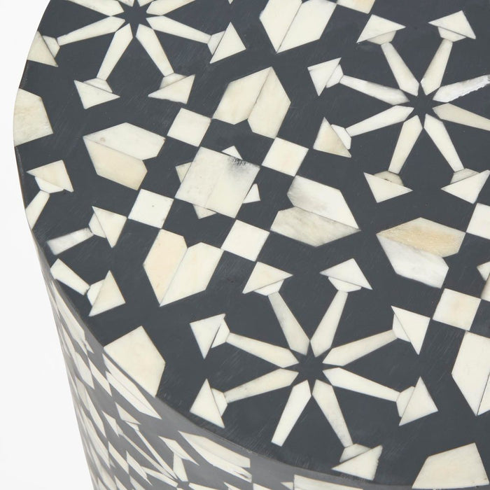 Adina Bone Inlay Side Table Grey & White - FUR0187