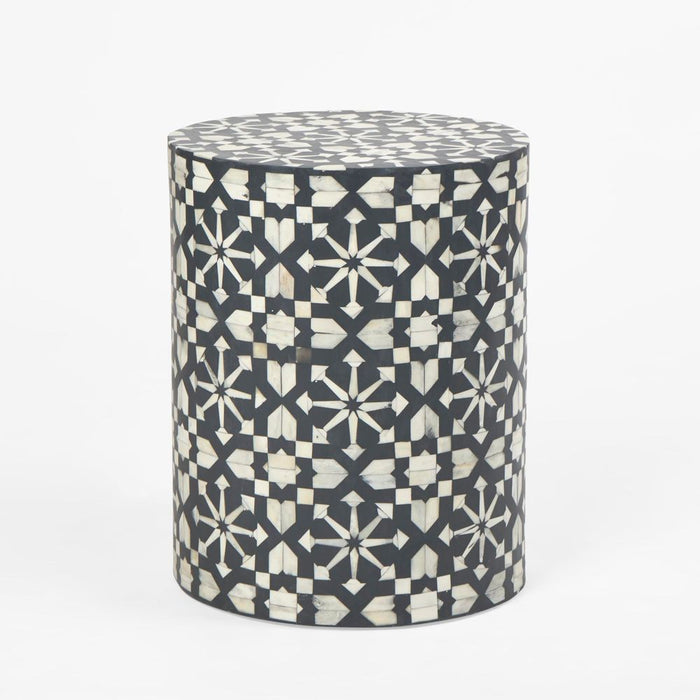 Adina Bone Inlay Side Table Grey & White - FUR0187