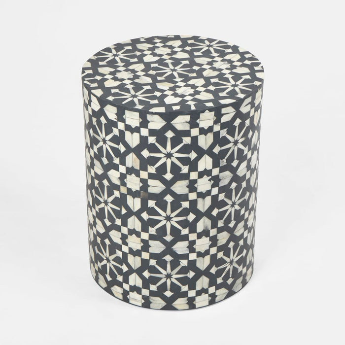 Adina Bone Inlay Side Table Grey & White - FUR0187