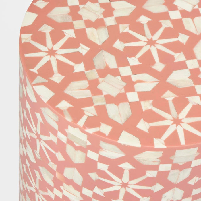 Adina Bone Inlay Side Table Peach & White - FUR0188