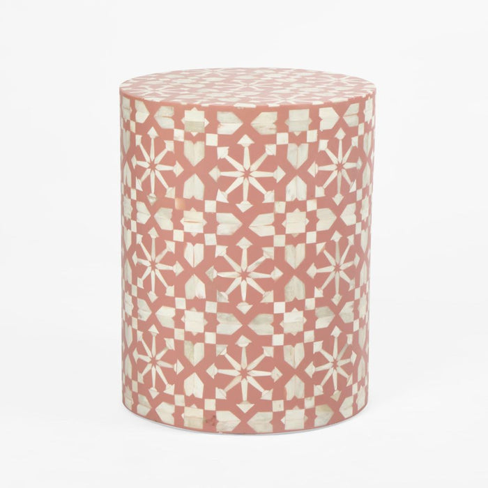 Adina Bone Inlay Side Table Peach & White - FUR0188