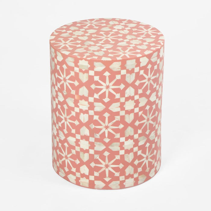 Adina Bone Inlay Side Table Peach & White - FUR0188