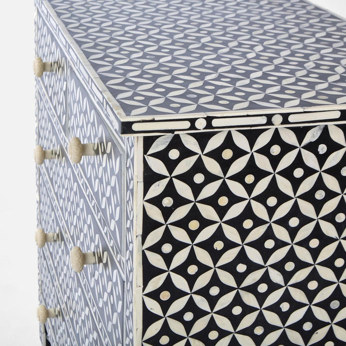 Stella Bone Inlay Console Table Black & White - FUR0192