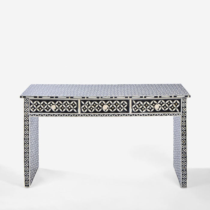 Stella Bone Inlay Console Table Black & White - FUR0192