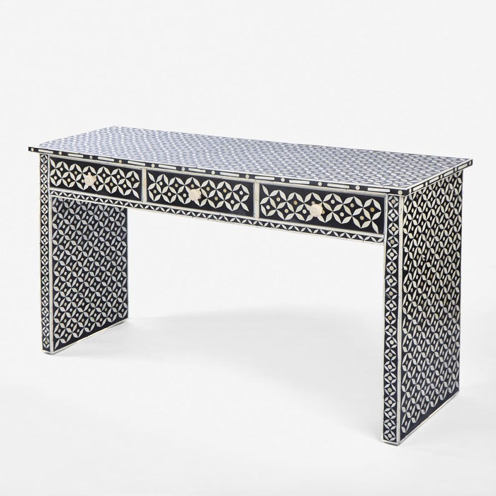 Stella Bone Inlay Console Table Black & White - FUR0192