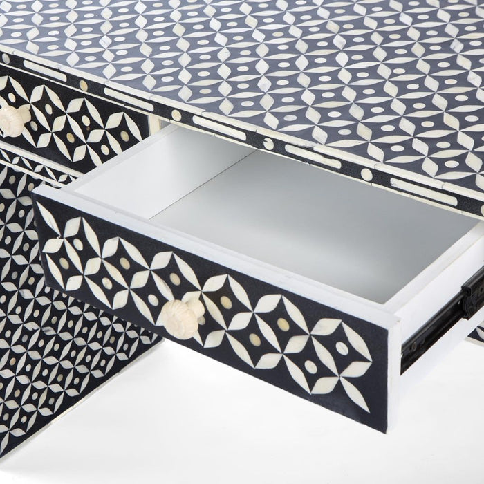 Stella Bone Inlay Console Table Black & White - FUR0192