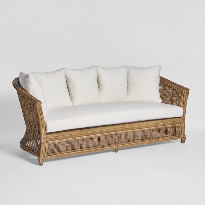 Cayman 3 Seat Rattan Sofa Cream Cushion - OWEJ0040C