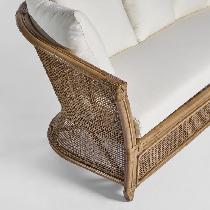 Cayman 3 Seat Rattan Sofa Cream Cushion - OWEJ0040C