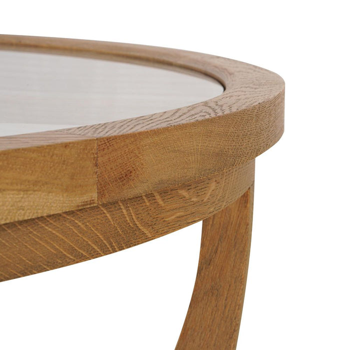Iris Round Tri Leg Coffee Table With Glass Top Natural - OWAL001
