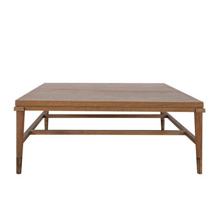 Clara Square Coffee Table With Brass Legs Natural - OWAL009