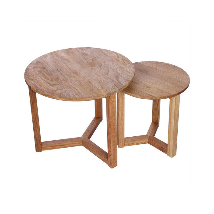 Oslo Set of 2 Lacquered Finish Side Tables Natural - OWQD0004XN