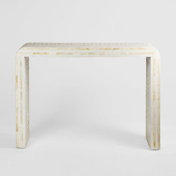 Eloise Bone Inlay Curved Console Table White - OWUND24013