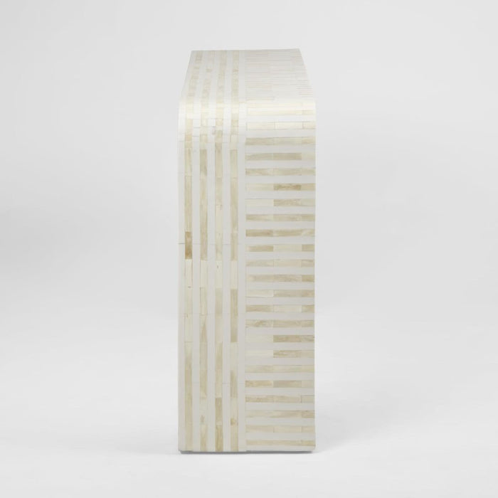Eloise Bone Inlay Curved Console Table White - OWUND24013