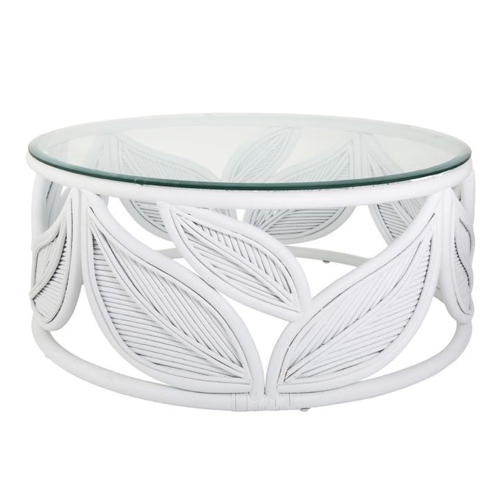 Seville Rattan Leaf Table White - FUR1021W