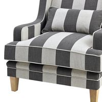 Bondi Hamptons Cream Stripe Armchair Grey - OWFL0227GS-1