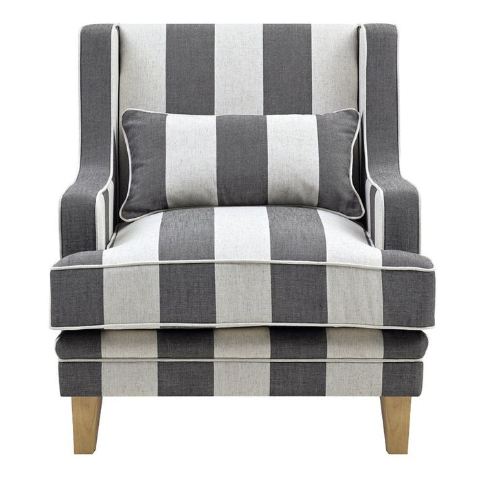 Bondi Hamptons Cream Stripe Armchair Grey - OWFL0227GS-1