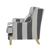 Bondi Hamptons Cream Stripe Armchair Grey - OWFL0227GS-1