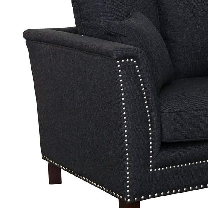 Manhattan 3 Seat Sofa With Silver Studs Charcoal & Black - OWFL0228CH-3