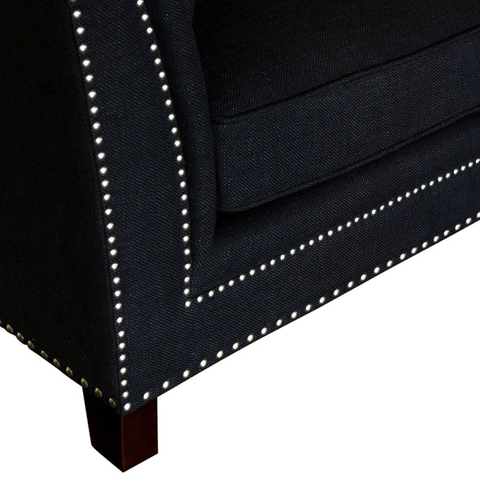 Manhattan 3 Seat Sofa With Silver Studs Charcoal & Black - OWFL0228CH-3