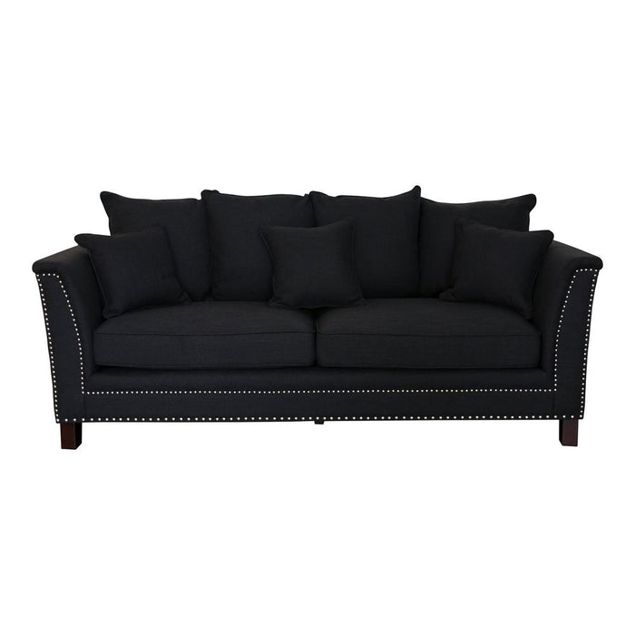 Manhattan 3 Seat Sofa With Silver Studs Charcoal & Black - OWFL0228CH-3