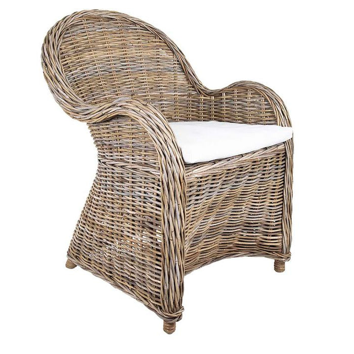 Long Outdoor Under Cover Island Wicker Chair with Cushion Natural - FUR520
