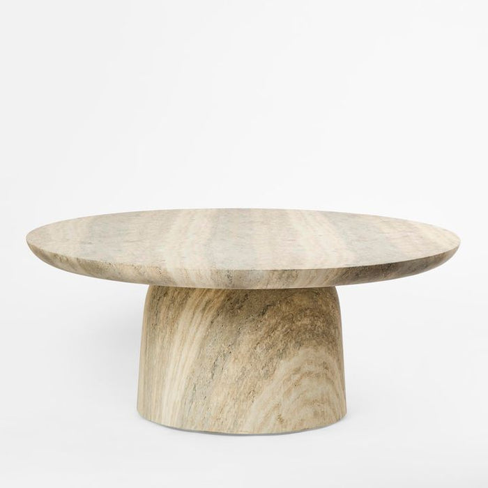 Parisi Outdoor Round Coffee Table Travertine Look Grey - FURAIR002