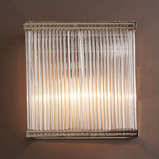 Buy Wall Sconce Australia Verre Rectangular Glass Wall Light Nickel - ELJE13654