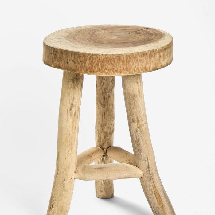 Cancun Teak Wood Outdoor Under Cover Wooden Stool Natural - FUR429