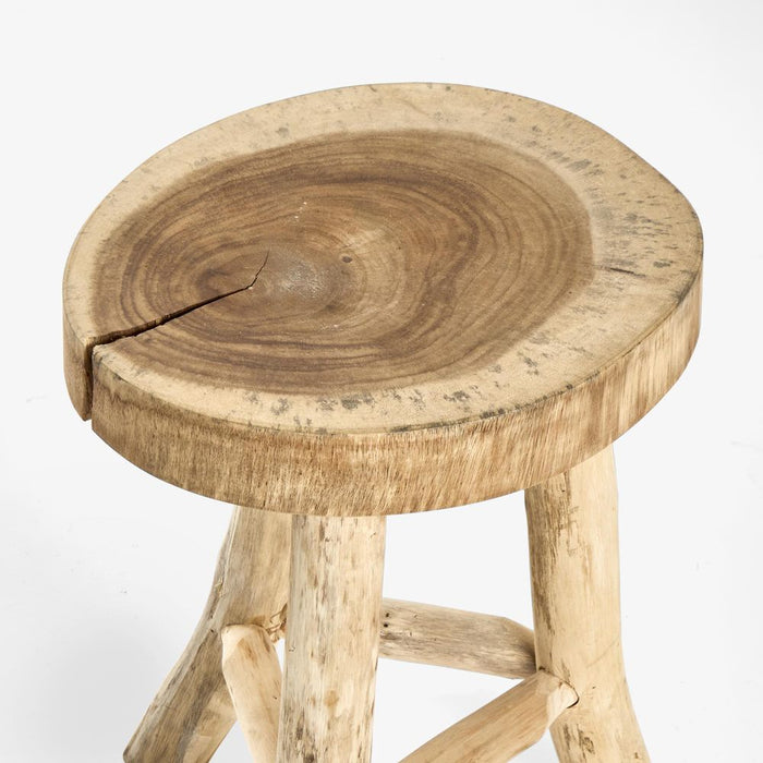 Cancun Teak Wood Outdoor Under Cover Wooden Stool Natural - FUR429