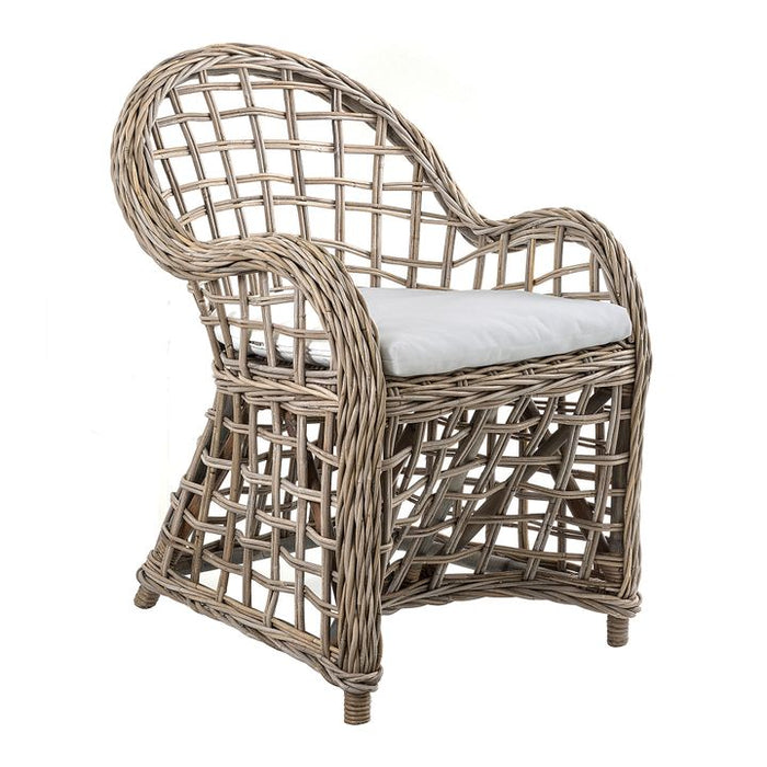 Mauritius Wicker Rattan Armchair with Cushion Natural - FUR492