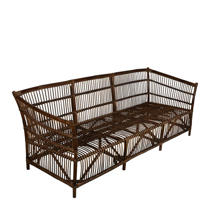 Alabama Rattan Sofa Dark Antique Timber & Black - FUR1379
