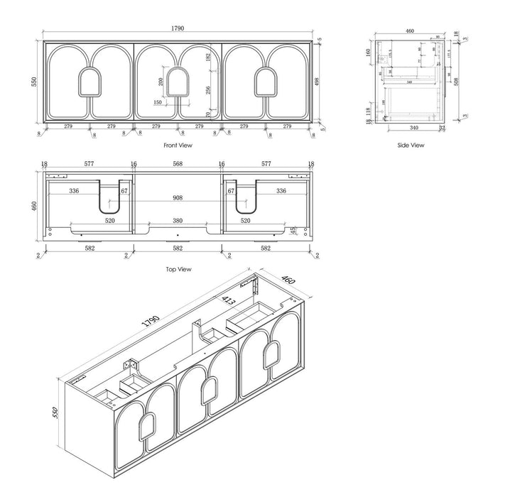 Laguna Wall Hung Vanity Black Oak - LG1800B