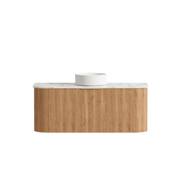 Bondi Fluted 1200mm Wall Hung Curve Vanity Woodland Oak - BOW1200L