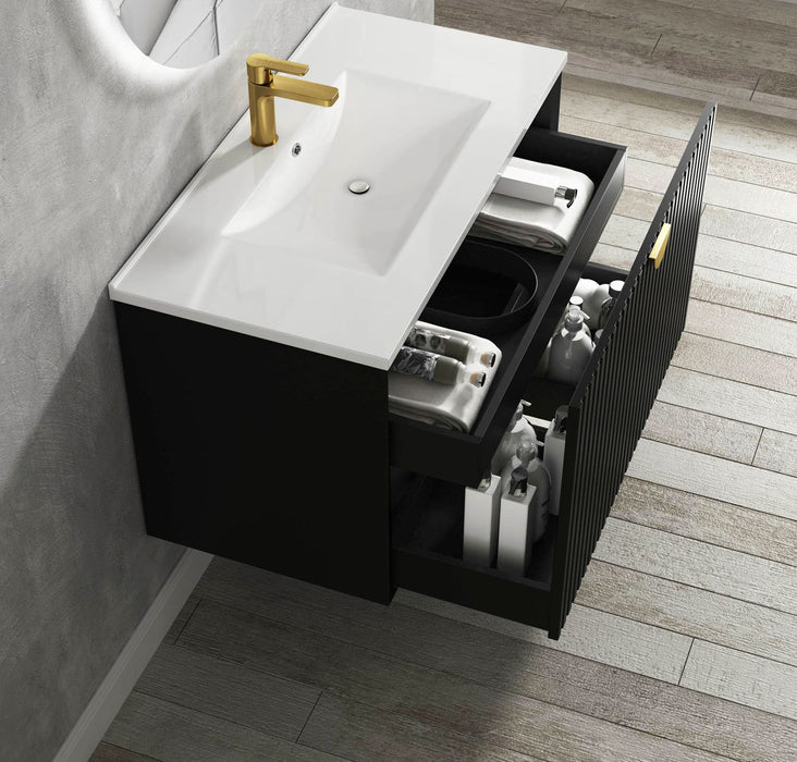 Marlo 900mm Wall Hung Vanity Matte Black - MA900B