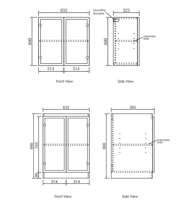 Hampshire Washing Machine Cabinet White - LA-1305A-BOHB-PW