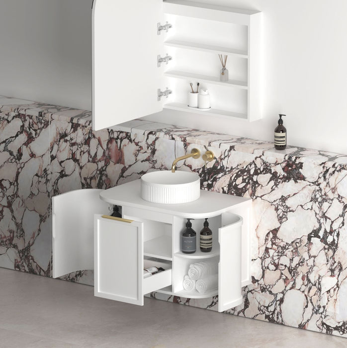 Hampshire 750mm Wall Hung Curve Vanity Satin White - BOH750W