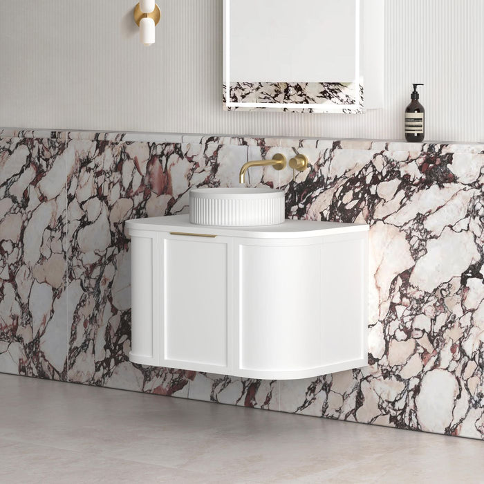 Hampshire 750mm Wall Hung Curve Vanity Satin White - BOH750W