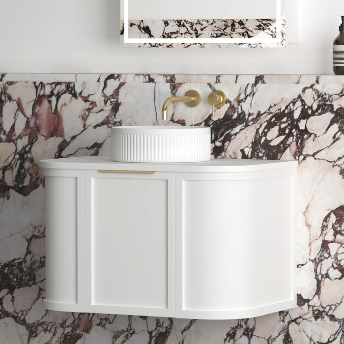 Hampshire 750mm Wall Hung Curve Vanity Satin White - BOH750W
