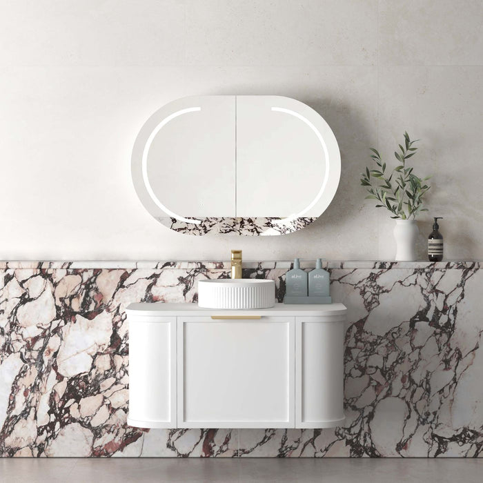 Hampshire 900mm Wall Hung Curve Vanity Satin White - BOH900W