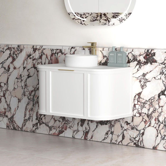 Hampshire 900mm Wall Hung Curve Vanity Satin White - BOH900W