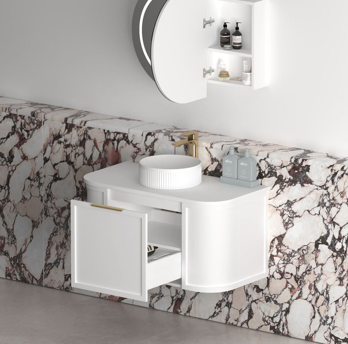 Hampshire 900mm Wall Hung Curve Vanity Satin White - BOH900W