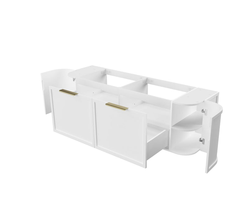 Hampshire 1500mm Wall Hung Curve Vanity Satin White - BOH1500W