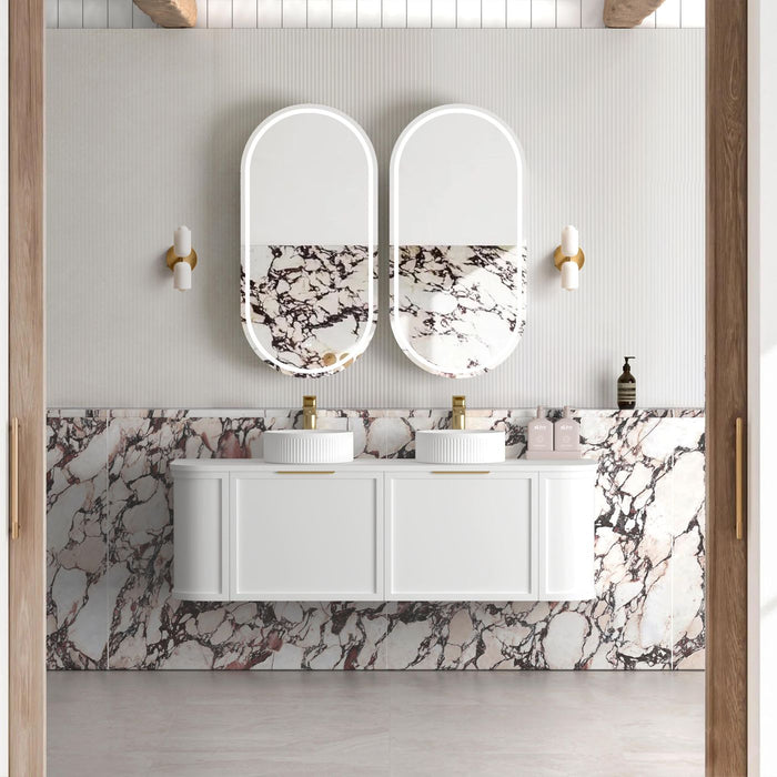 Hampshire 1500mm Wall Hung Curve Vanity Satin White - BOH1500W