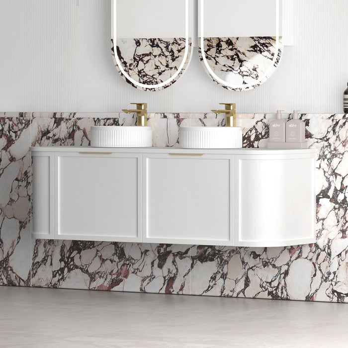 Hampshire 1500mm Wall Hung Curve Vanity Satin White - BOH1500W