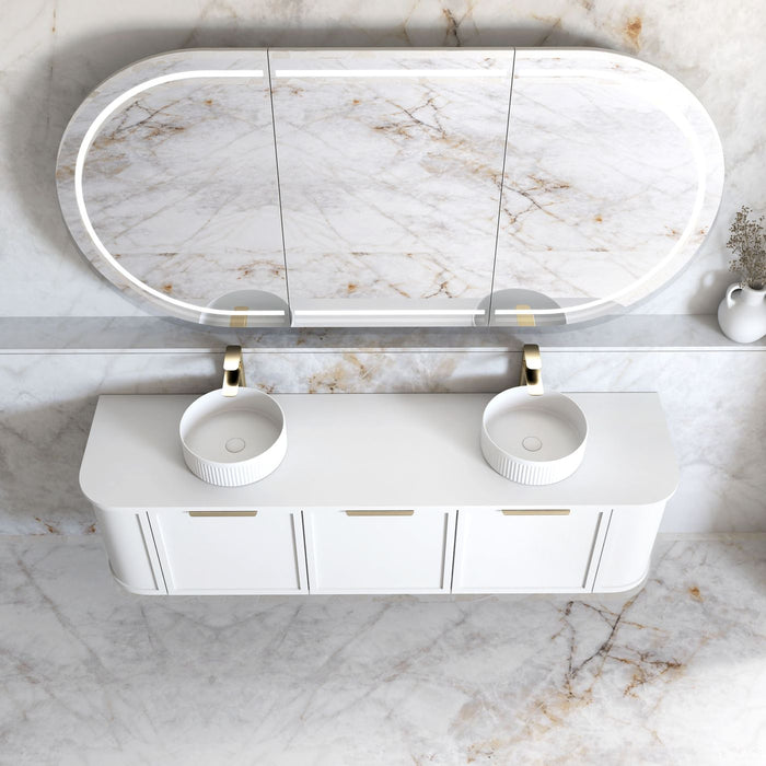 Hampshire 1800mm Wall Hung Curve Vanity Satin White - BOH1800W